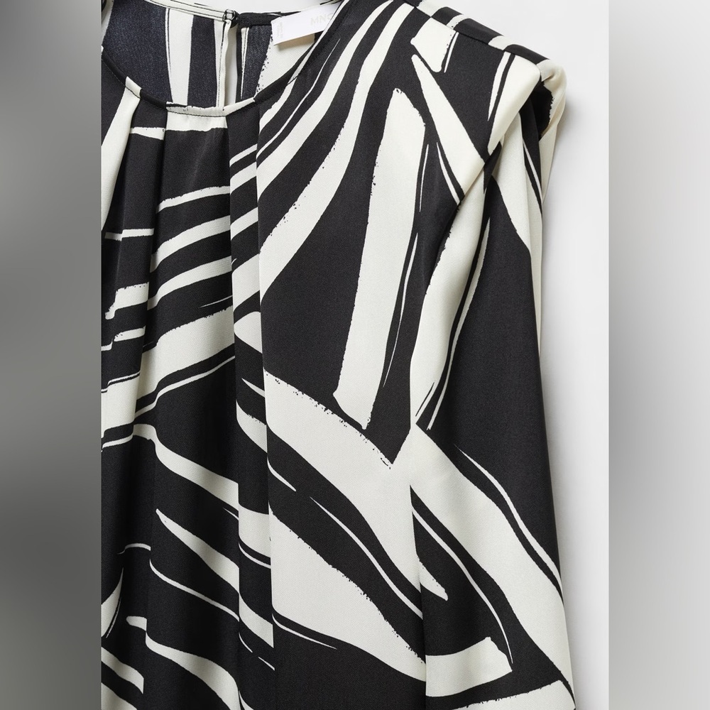Mango black printed short dress NWT - Picture 6 of 6